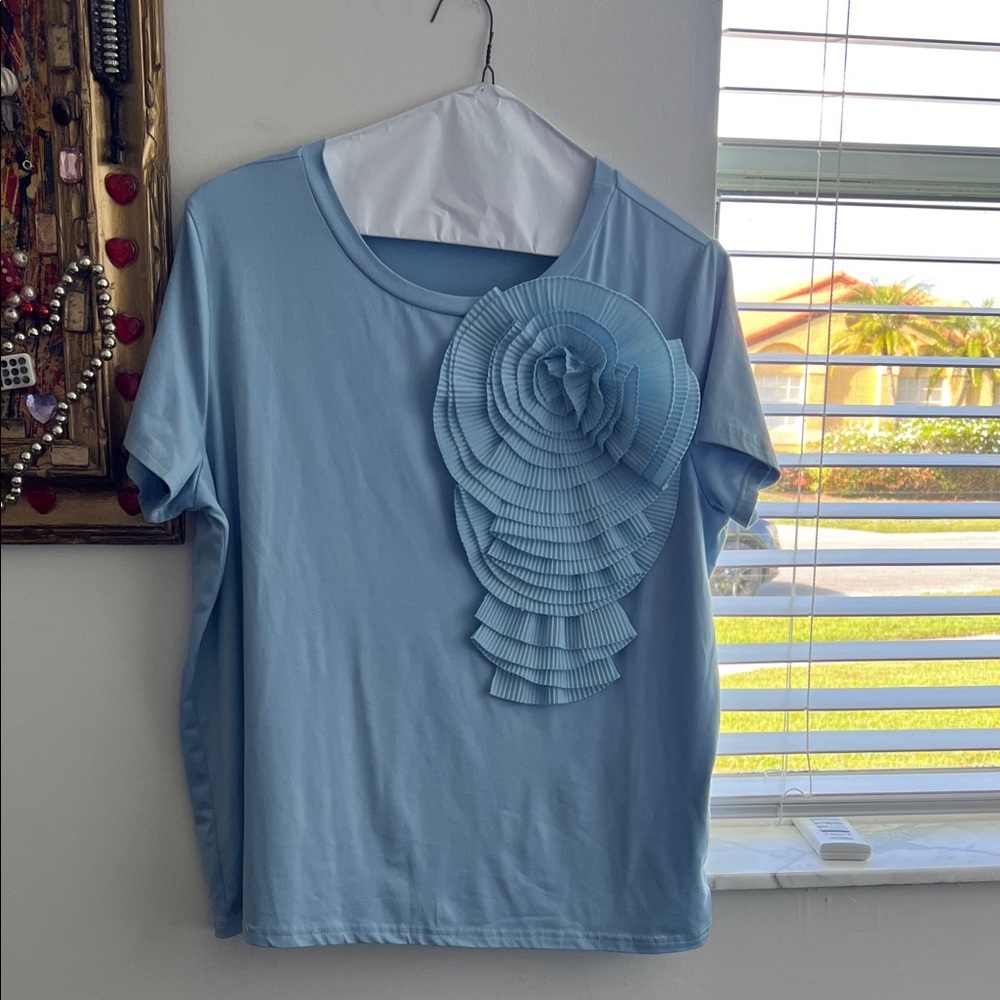 Elegant Blue Ruffled Women's Top